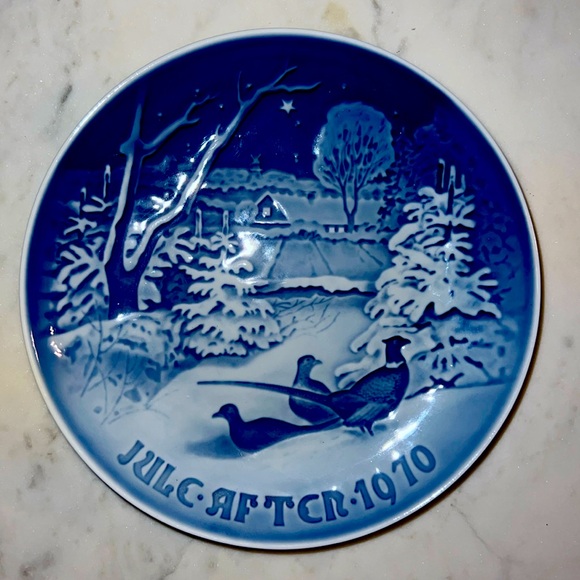 “Pheasants in the Christmas snow” commemorative plate, vintage 1970 - Picture 1 of 2